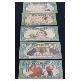 VINTAGE LUCKY BUCKS / PLAY MONEY / 5 PCS
