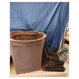 LARGE FABRIC LAUNDRY BASKET, VINTAGE DOCUMENT BAGS