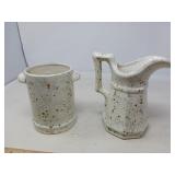 VINTAGE SPECKLED CERAMIC WARE / 2 PCS