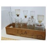 VINTAGE LOT OF DECORATIVE GLASS DECANTERS +