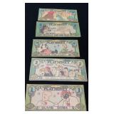 VINTAGE LUCKY BUCKS / PLAY MONEY / 5  PCS
