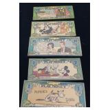 VINTAGE LUCKY BUCKS / PLAY MONEY / 5 PCS