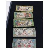 VINTAGE LUCKY BUCKS / PLAY MONEY / 5 PCS