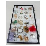 ASSORTED JEWELRY PINS & EARRINGS , ETC