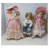VICTORIAN STYLE PORCELAIN DOLLS / 3 PCS / NOS