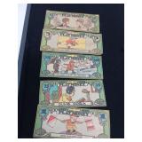 LUCKY BUCKS / PLAY MONEY / DEPRESSION ERA / 5 PCS