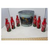 PAINTED GALVANIZED BUCKET WITH 6-PACK VINTAGE COKE