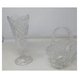 9' CRYSTAL VASE AND CRYSTAL BASKET