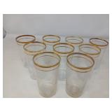 VINTAGE LIBBEY GOLD BAND GLASSES / PLUS