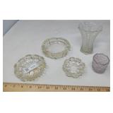 VINTAGE CLEAR GLASS LOT / 5 PCS