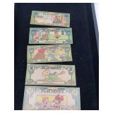 VINTAGE LUCKY BUCKS / PLAY MONEYB / 5 PCS