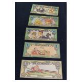 VINTAGE LUCKY BUCKS / PLAY MONEY / 5 PCS