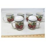 STONEWARE  / APPLE DESIGNS / 6 PCS