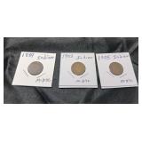 ANTIQUE COINS / INDIAN HEAD PENNIES / 3 PCS