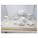 VINTAGE MILK GLASS LOT / INCL HOBNAIL , ETC