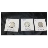 COLLECTIBLE U S COINS / BUFFALO NICKELS / 3 PCS