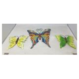 3 DECORATIVE METAL BUTTERFLIES