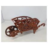 DECORATIVE WOODEN WHEELBARROW 17 X 7 X 5
