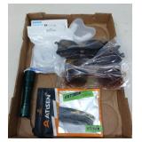 MISC LOT POCKET KNIFE & SCALE, SUNGLASSES, TEETH