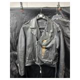 PROTECH LEATHER JACKET w/PATCHES & EMBLEMS SIZE M