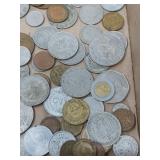 FLAT OF MOSTLY FORIEGN COINS