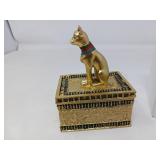 DECORATIVE TRINKET BOX / EGYPTIAN BAST / NEW
