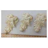 SET OF 3 VINTAGE CURTAIN ROD HOLDERS W/ CHERUBS