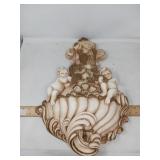 VINTAGE HANGING WALL DECOR WITH CHERUBS SOME WEAR