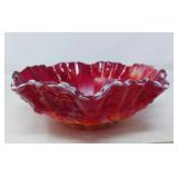 VINTAGE IMPERIAL RED SLAG ART GLASS BOWL 9X3