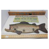 3 SIGNS AND A FISH COAT RACK