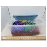 LARGE PLASTIC TOTE / MARDI GRAS STYLE BEADS