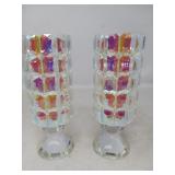 FACETED CRYSTAL CANDLEHOLDERS / 2 PCS