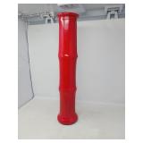 VINTAGE GLASS BAMBOO VASE / PAINTED RED / 21.5' T