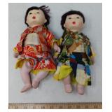 2 VINTAGE ASIAN DOLLS APROX 11' PLASTIC