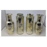 4 GOLD TONE GLASS VASES 11' JAPAN