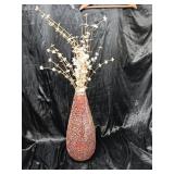 GLASS VASE 19' + FAUX FLOWERS