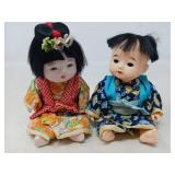 2 ASIAN DOLLS 8', 1 CERAMIC, 1 RUBBER