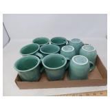 PFALTZGRAFF STONEWASH GREEN MUGS / 10 PCS