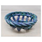 VINTAGE / HANDCRAFTED CERAMIC WOVEN BASKET BOWL