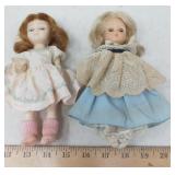 2 SMALL VINTAGE DOLLS 8' RUBBER / PLASTIC