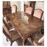 DINING ROOM TABLE WITH 6 CHAIRS AND TABLE PADS