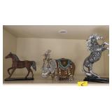 SHELF LOT: HORSES AND ELEPHANT