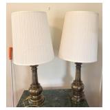PAIR OF BRASS LAMPS