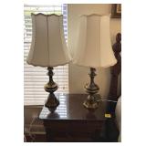 PAIR OF BRASS LAMPS