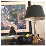 LOT: CD PLAYER AND TWO LAMPS ETC.
