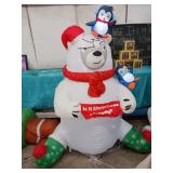 INFLATABLE HOLIDAY YARD DECOR POLAR BEAR W/PENGUIN