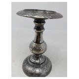 VINTAGE SILVER-TONE PILLAR CANDLESTICK