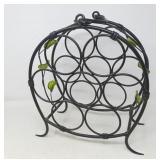 WINE RACK / ROLLED STEEL W/ GREEN LEAF ACCENTS