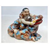 CERAMIC FIGURINE / LIU HAI RIDING A FROG