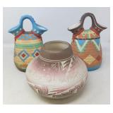 3 POTTERY VASES